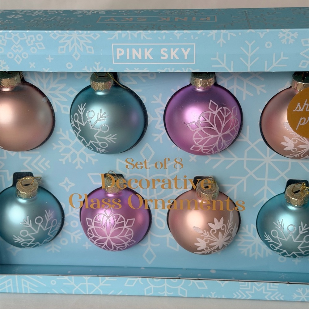 Pink Sky Decorative Glass Ornaments, Set of 8 - Picture 3 of 9